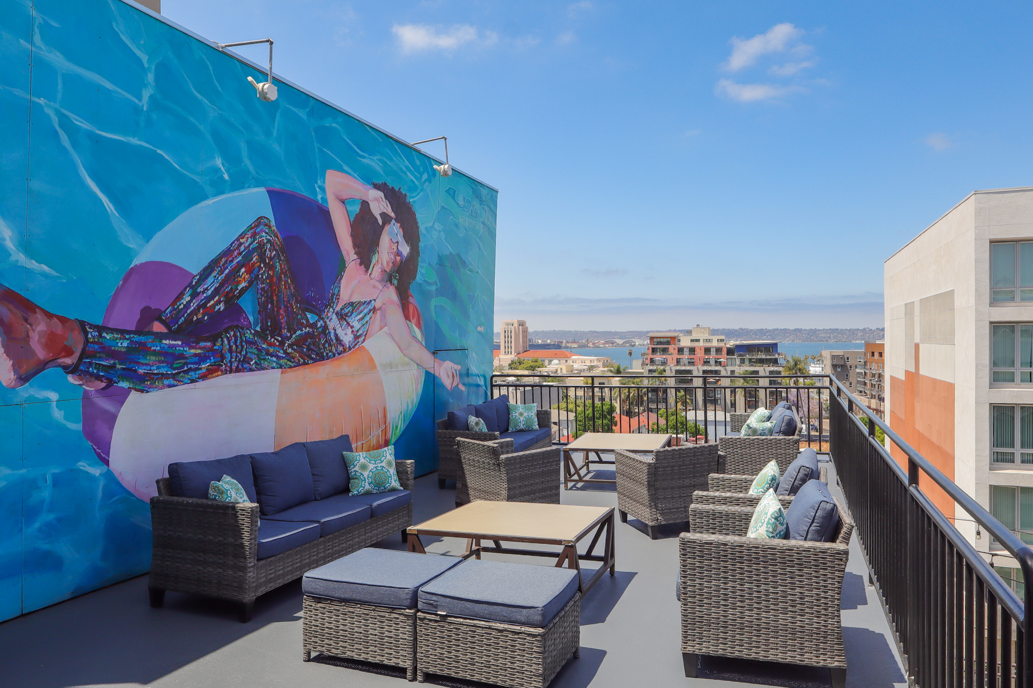 Porto Vista rooftop terrace with San Diego bay views
